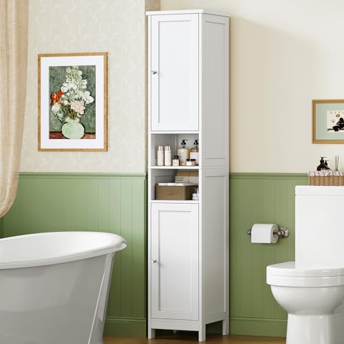 67" Tall Bathroom Cabinet with Adjustable Shelves and Doors, Narrow Bathroom Storage Cabinet for Small Space, Living Room, Entryway, Kitchen, White - color: White