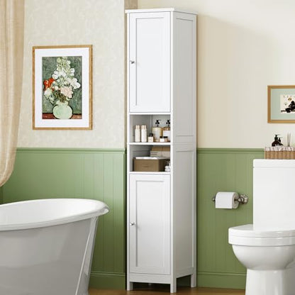 67" Tall Bathroom Cabinet with Adjustable Shelves and Doors, Narrow Bathroom Storage Cabinet for Small Space, Living Room, Entryway, Kitchen, White - color: White