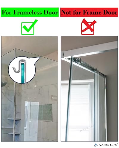 Frameless Shower Door Hooks, 2 Pack Bathroom Towel Hooks | For hanging towels, robes, squeegees and bath accessories on frameless shower doors. - style: Clear 2 Pack