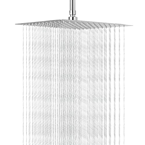 NearMoon Rain Shower Head, High Flow Stainless Steel Square Rainfall Shower, High Pressure Design, Awesome Shower Experience Even At Low Water Flow (10 Inch, Brushed Nickel) - color: Brushed Nickel, size: 10 Inch Square