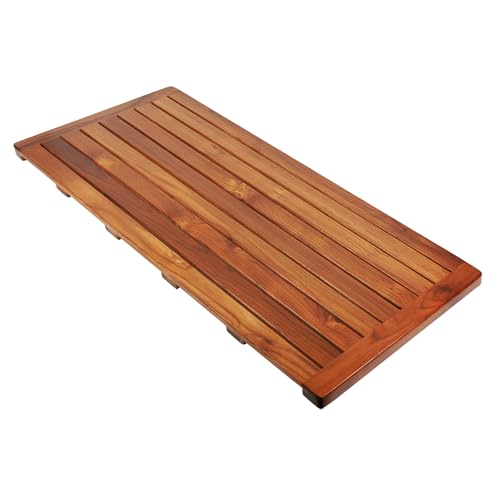 Utoplike Teak Bath Mat, Shower Mats Wood for Bathroom, 40x18 in Extra Large | Solid Wooden, with Non Slip Pads, Floor Mat for Spa Home or Outdoor - size: 40" x 18" (Rectangular)