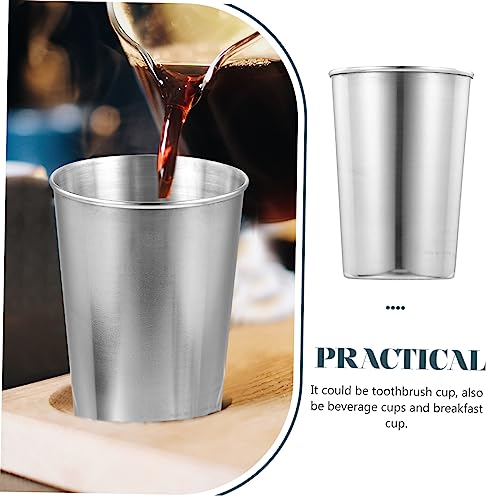 Luxshiny Stainless Steel Tumbler Cup Versatile Bathroom Toothbrush Holder and Beverage Cup Sleek Silver Finish Easy to Clean for Water Juice and More - size: 8.50X6.00X6.00CM