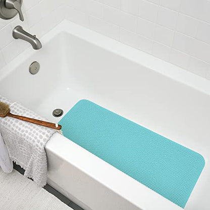 Duck Brand Softex Bath Mat for Tubs, Machine Washable, 17 x 36 Inches, Blue, Skid Resistant (393478)