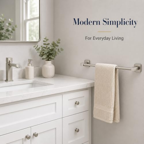 Bathroom Wall Mounted Towel Rack,24 Inch Brushed Nickel Towel Bar with Stainless Rack and Hand Towel Holder, Shower and Bath Towel Racks for Bathroom Wall(Total Length 26-Inch) - color: Brushed Nickel, size: 24In