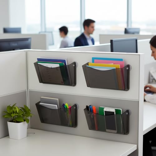 Azar Displays 250055-SMK Plastic Wall Mount File Holder with Suction Cups Smoke Colored, 4-Pack - color: BLACK SMK, style: Suction Cup