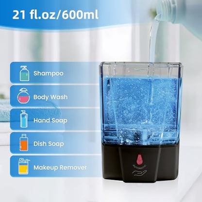 SVAVO Automatic Soap Dispenser Wall Mount 600ml/21fl.oz, Hand Soap Dispenser Touchless Electric Sensor Pump Battery Operated for Office Home Kitchen Bathroom Hotel Restaurant Commercial