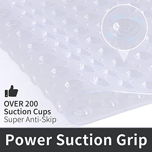 ROSMARUS Shower Mat Non-Slip, Extra Long 16” x 39”, Clear | Non-Slip, Extra Long, Bath Mat for Tub, Bathroom Shower Floor Mat