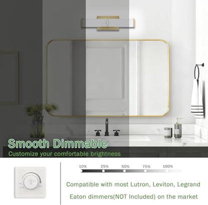 16 Inch Bathroom Vanity Light 2000LM, AC 120V 5CCT Modern Bathroom Lighting Fixtures Over Mirror Dimmable, 20W Gold LED Vanity Lighting Fixtures Wall Sconce ETL Certified, 1Pack - color: Gold-5CCT, size: 16 INCH