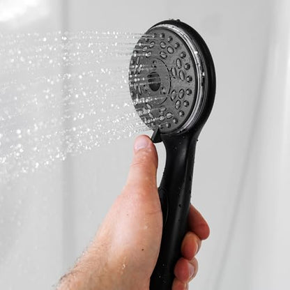 Dura Faucet DF-SA432K-MB RV Handheld Shower Wand Hose Kit (Matte Black) | Eco on/off switch pauses flow to save water in tight showers. Fits standard RV shower hoses. - color: Matte Black, size: Wand & Hose Kit