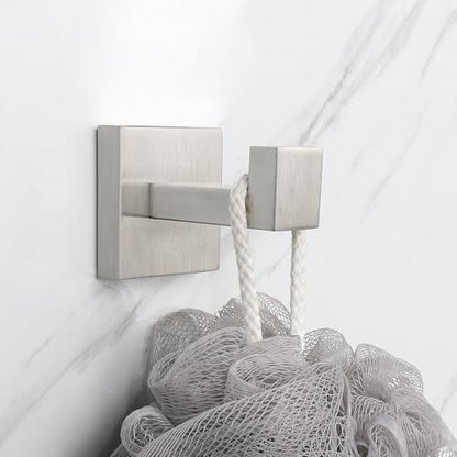 NearMoon Bath Towel Hooks -SUS304 Stainless Steel Square Clothes Robe Hooks Hanger, Heavy Duty Coat Hooks for Bathroom Livingroom Hotel Kitchen Garage, Wall Mounted (4 Pack, Brushed Nickel) - color: Brushed Nickel