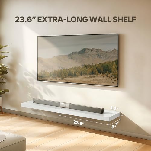 AMADA HOMEFURNISHING Floating Shelves Wall Mounted, 24 x 7 Inch Wall Shelves for Bathroom, Bedroom, Living Room, White Shelves Set of 2 - color: White, size: 24 inches
