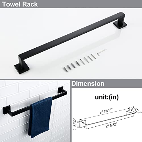 BAGNOLUX Matte Black Bathroom Accessories Set 4 Pieces, Bathroom Towel Holder Set Stainless Steel, Black Towel Bar Towel Racks for Bathroom Wall Mounted, Square Bathroom Hardware Set Heavy Duty - color: Matte Black