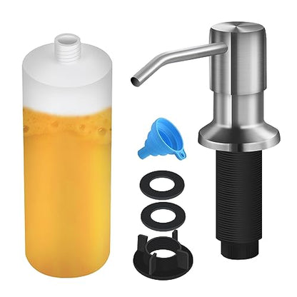 Soap Dispenser for Kitchen Sink, Built in Sink Soap Dispenser Lotion Dispenser with 17 OZ Bottle, Refill from The Top Bar Sink Soap Dispenser, Brushed Nickel (1 Pack) - color: Brushed Nickel