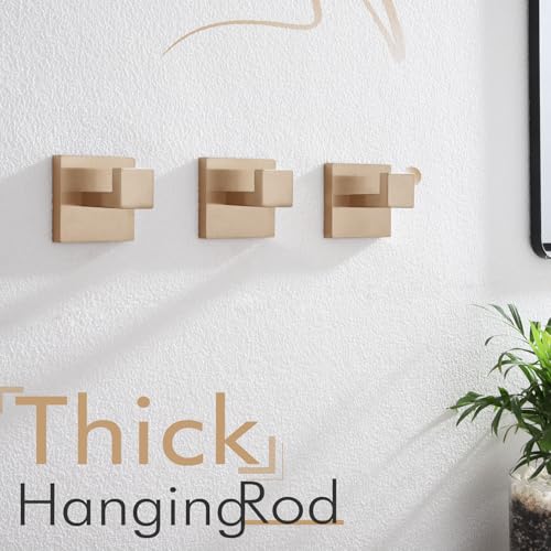 KOKOSIRI Robe Hooks for Wall Bathroom Towel Hooks Coat Hook Kitchen Garage Heavy Duty Wall Mounted Champagne Bronze Stainless Steel, 3 Pack B1010CPG-P3 - color: Champagne Bronze, size: 3 Pack