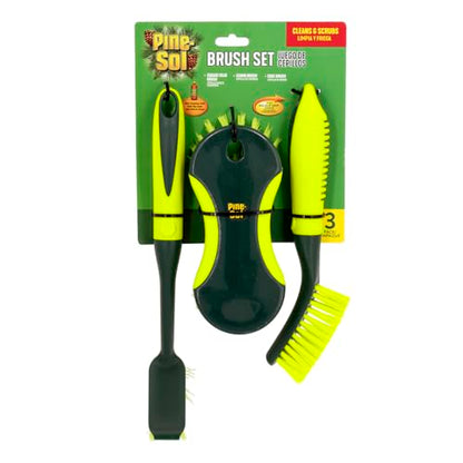 Pine-Sol Scrub Brush Set - Long Handle Cleaning Brushes with Heavy Duty Bristles and Comfort Grip - Scrubbers for Kitchen, Household, and Dishwashing, 3 Pieces - size: 3 Piece Set