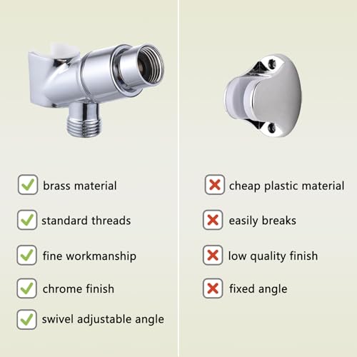 All Metal Handheld Shower Head Holder, Adjustable Shower Wand Holder with Brass Pivot Ball，Shower Arm Holder Mount for Connecting Shower Arm and Shower Hose，Chrome - color: Chrome
