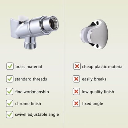 All Metal Handheld Shower Head Holder, Adjustable Shower Wand Holder with Brass Pivot Ball，Shower Arm Holder Mount for Connecting Shower Arm and Shower Hose，Chrome - color: Chrome