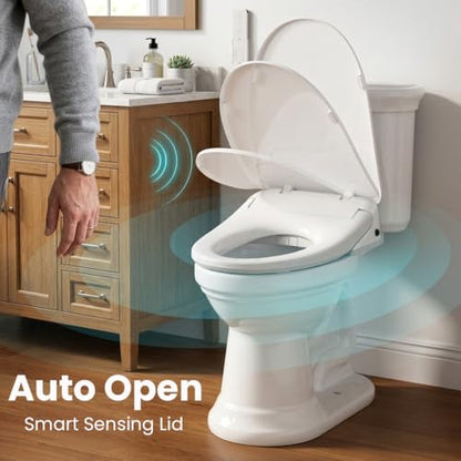 R&T V303 Electric Bidet Seat, Auto-Open Elongated Toilet Seat, Instant Warm Water, Adjustable Heated Seat, Air Dryer, Night Light, Remote Control, Bidet Attachment for Toilet - color: V303 ● Luxy/Auto Open