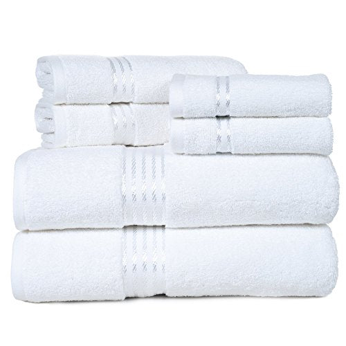 Bedford Home 100% Cotton Hotel 6 Piece Towel Set - White - color: White