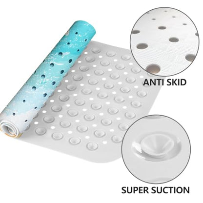 LNOND Summer Beach Bathtub Mat Non Slip, 40 X 16 Inch Tub Mat for Bathroom, Cute Sand Beach Bath Tub Shower Mat with Drain Holes and Suction Cups - color: Cute Sand Beach Bathtub Mat