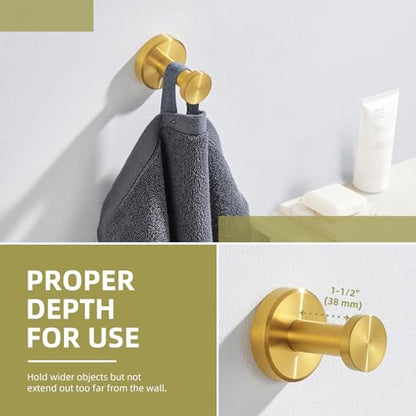 Angle Simple Towel Hook, Bathroom Hand Towel Holder, Brushed Dark Gold | Rustproof SUS304 Stainless Steel, Modern Compact Robe Coat Hook, for Shower Closet Entryway, Screws Mount - color: Brushed Dark Gold, size: 1 Pack