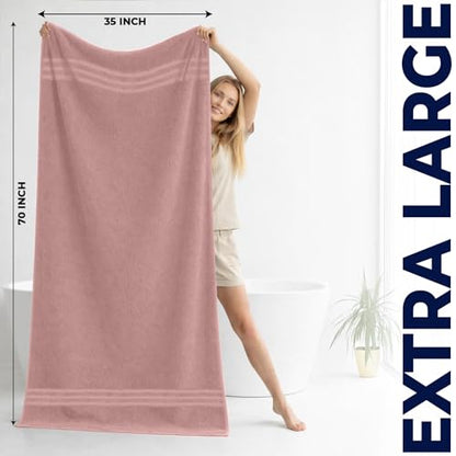DAN River 2 Pack Bath Sheets Extra Large 35x70, Large Bath Towels for Adults, XL Oversized Heavy Duty Towel Set, 600 GSM 100% Ring Spun Cotton, Soft Quick Dry, Dusty Rose - color: Dusty Rose, size: Bath Sheet 35x70" (PK 2)