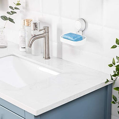 Soap Holder, Soap Dish for Shower, Suction Cup Bar Soap Holder | Soap Bar Holder for Shower, Wall Mounted Self Draining, NO Drill Sponge Holder for Bathroom, Bathtub Kitchen Sink, White - style: 1 tier
