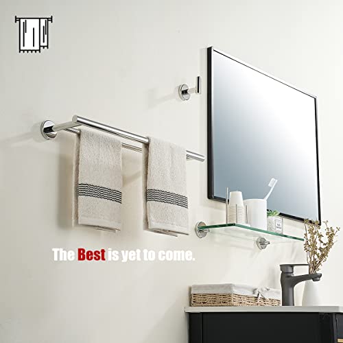 JQK Chrome Double Towel Bar, 19 Inch 304 Stainless Steel Thicken 0.8mm Towel Rack Bathroom, Towel Holder Polished Steel Wall Mount, Useable Length 16 Inch, TB100L16-CH - color: Polished Chrome, size: 19 Inch