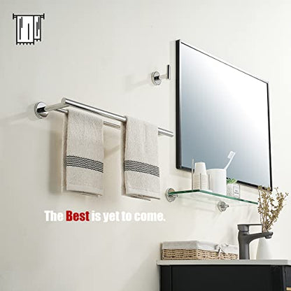 JQK Double Towel Bar Chrome, 20.5 Inch 304 Stainless Steel Thicken 0.8mm Towel Rack Bathroom, Towel Holder Polished Steel Wall Mount, Useable Length 18 Inch 2 Pack, TB100L18-CH-P2 - color: Polished Chrome, size: 20.5 Inch (2 Pack)