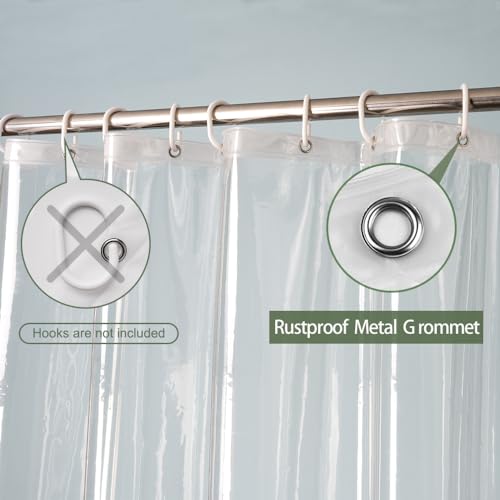 UFRIDAY 9G Thick Clear Shower Curtain Liner 2 Pack, 72 W X 75 L inch Heavy Duty Waterproof EVA Shower Curtain Liner 2 Pack with 5 Bottom Magnets and 12 Grommet Holes, Transparent - size: 72"W x 75"L (Pack of 2)