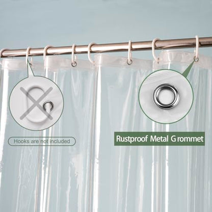 UFRIDAY 9G Thick Clear Shower Curtain Liner 2 Pack, 72 W X 75 L inch Heavy Duty Waterproof EVA Shower Curtain Liner 2 Pack with 5 Bottom Magnets and 12 Grommet Holes, Transparent - size: 72"W x 75"L (Pack of 2)