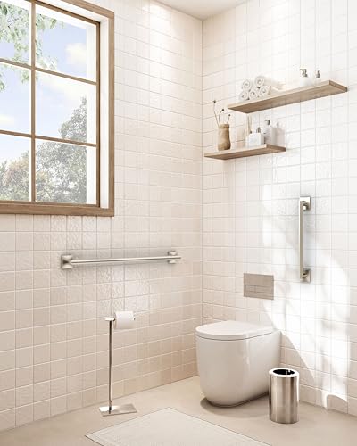Gatco 661SN Glam Too 18" L Grab Bar, Satin Nickel/ADA Compliant Stainless Steel Safety Grab Bar for Bathroom - color: Satin Nickel, size: 18 Inch