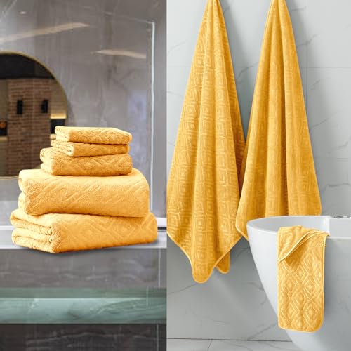 Smuge 18-Piece Bath Towel Set, Include 6 Bath Towel Sheets, 6 Hand Towels and 6 Washcloths - Highly Absorbent Quick Dry 100% Microfiber,Ultra Soft Bathroom Towel Set (Ginger) - color: Ginger, size: 18 Pcs Bath Towel Set