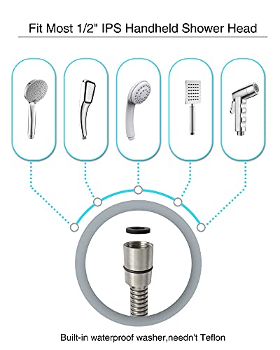 PHASAT Shower Hose,138 Inches Extra Long Shower Hose Replacement,304 Stainless Steel Shower Head Hose Extension Brushed Nickel,A3107N-3.5 - color: Brushed Nickel, size: 138 Inches