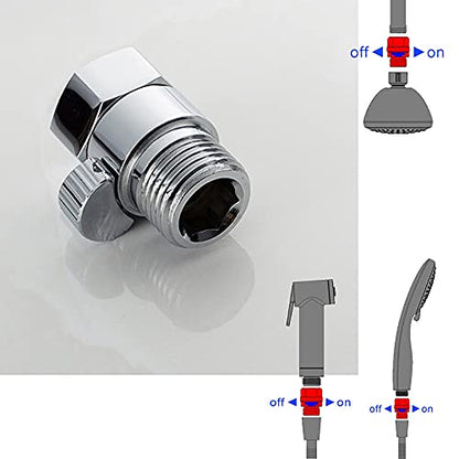 Shower Arm Holder for Handheld Shower Head, Adjustable Mount Bracket, G 1/2 3-Way Shower Arm Adapter with Swivel Ball,Universal Mount,Water stop valve - color: Water stop valve