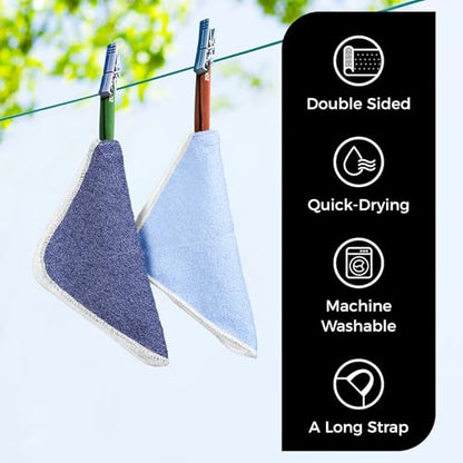 ZOMCHI Exfoliating Washcloth for Face and Body, Dual Texture, 2 Pack, Blue | Wash Cloths for Men and Women, Quick-Drying Scrub Bath Cloth, Shower Wash Cloth, Rich Lather, Deep and Gentle - style: Blue Washcloth