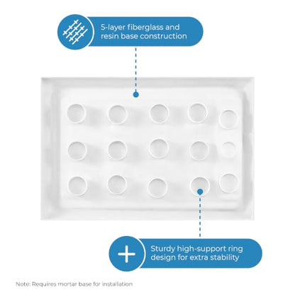OVE Decors 48x32" Shower Base, White - size: 48 x 32, style: Side Drain