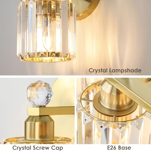 1-Light Gold Bathroom Vanity Light Fixture | Modern, Clear Crystal Glass Shade, Wall Mount, For Bedroom Living Room - color: Gold, size: Linear-1-Light