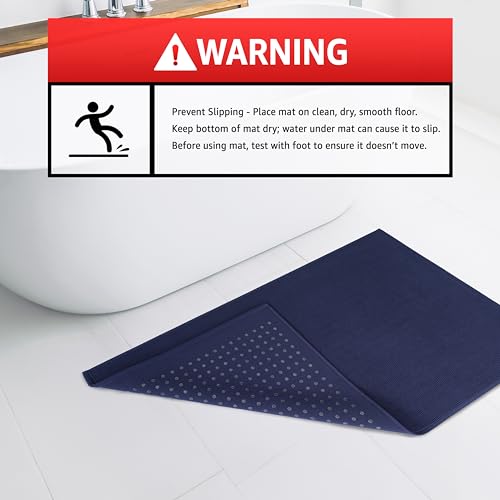 American Soft Linen Bath Rug, 20 in 34 in 100% Cotton Bath Mats Rugs for Bathroom, Slip Reducer Washable Shaggy Form Area Rugs, Navy Blue Bath Rug - color: Navy Blue, style: 20x34" Cotton Bath Mat