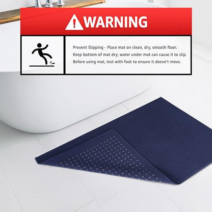 American Soft Linen Bath Rug, 20 in 34 in 100% Cotton Bath Mats Rugs for Bathroom, Slip Reducer Washable Shaggy Form Area Rugs, Navy Blue Bath Rug - color: Navy Blue, style: 20x34" Cotton Bath Mat
