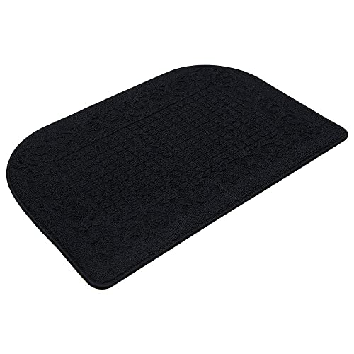 COSYHOMER 32x20 Half Round Kitchen Rug,Non Slip Washable Mat,Black 1PC | Polypropylene tufted textile,small half circle rug,kitchen sink mat,Kitchen floor mat - color: Black, size: 1'8" x 2'8" (Semicircular)