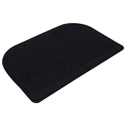 COSYHOMER 32x20 Half Round Kitchen Rug,Non Slip Washable Mat,Black 1PC | Polypropylene tufted textile,small half circle rug,kitchen sink mat,Kitchen floor mat - color: Black, size: 1'8" x 2'8" (Semicircular)