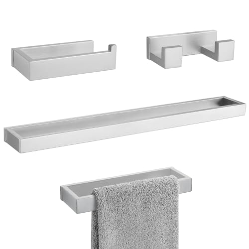 Lairuier Brushed Nickel Bathroom Hardware Accessories, 4PCS Towel Bar Set | Including Towel Bar,Towel Holder, Toilet Paper Holder, Towel Hook, SUS304 Stainless Steel Bathroom Towel Holder Hardware Set - color: Brushed Nickel, size: Set B