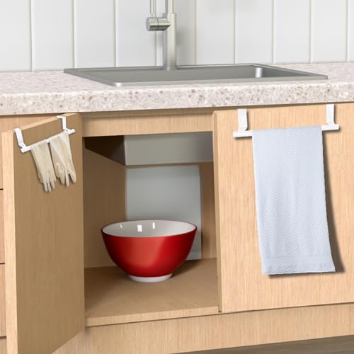 2 Pack White 9 Inch Towel Holder for Kitchen Bathroom | Bathroom Towel Bar, Stainless Steel, Hand Towel Rack, Over Cabinet Door, For Kitchen Bathroom - color: White