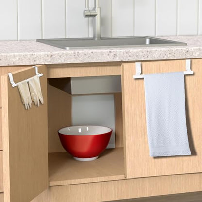 2 Pack White 9 Inch Towel Holder for Kitchen Bathroom | Bathroom Towel Bar, Stainless Steel, Hand Towel Rack, Over Cabinet Door, For Kitchen Bathroom - color: White