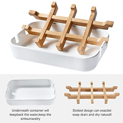 Soap Dishes for Bar Soap,2 Pack Environmentally-Friendly Bathroom Soap Dishes (Removable),2Pcs/Set Bamboo Soap Dishes Holder,Bathroom Sink Soap Dish,White - color: 2pcs-white
