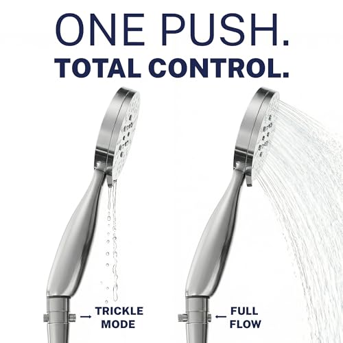 HammerHead Showers® Solid Metal 3-Spray Handheld Shower Head with Extra Long Hose and Shutoff Valve – Chrome - Perfect Dog Shower Head Attachment with 3 High Pressure Sprays - 2.5 GPM - color: Polished Chrome, size: 2.5 GPM with PAUSE