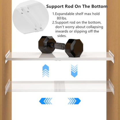 Large Expandable Wardrobe Shelves, Heavy-Duty Metal Closet Shelf Wardrobe Shelves Organizer System, Under Sink, 15.7''W, 3Pack - size: 26-38'' x 15.8'' W