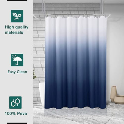 Shower Curtain Liner, 100% Waterproof Peva Shower Curtains with 3 Duty Heavy Bottom Magnets and 12 Rust Proof Grommets, 72x72 Weighted Shower Liner for Shower Stall, Bathtubs - color: Gradient Blue