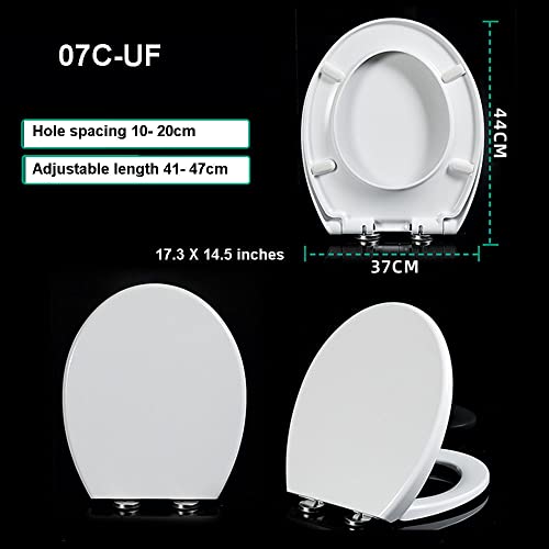 Shape Toilet Seat for Compact Toilet, Quick Release Heavy Duty Toilet Seat, Soft Close Toilet Seat Easy Clean Install, White - size: Round